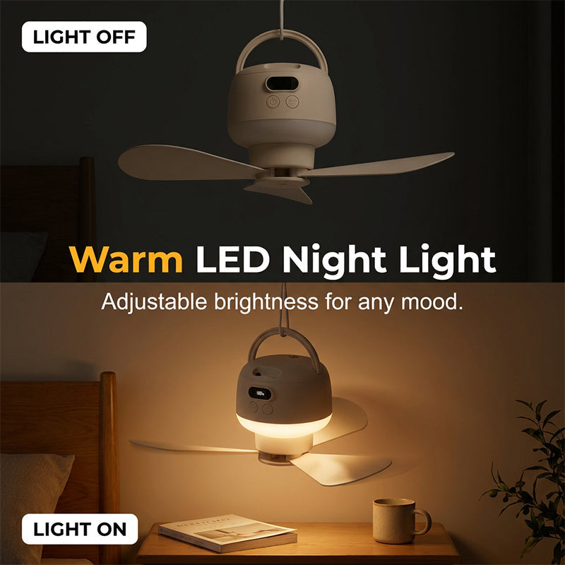 Tragbarer Deckenventilator mit LED – Aufladbar und Ultra-Leise -    Zorenza