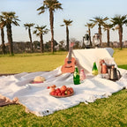 Picknickdecke mit Fransen – wasserdicht, 180 × 180 cm -    Zorenza