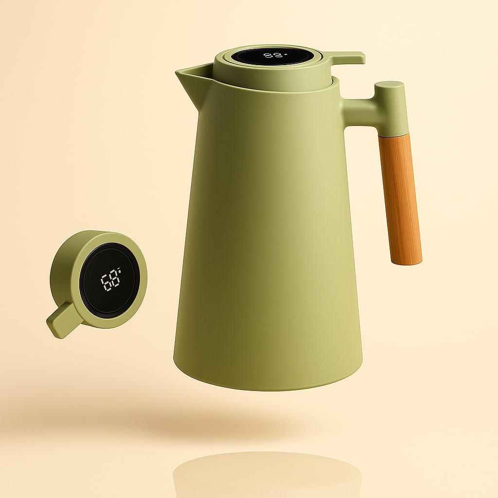 Thermoskanne 1 L mit digitalem Temperaturanzeige Zorenza
