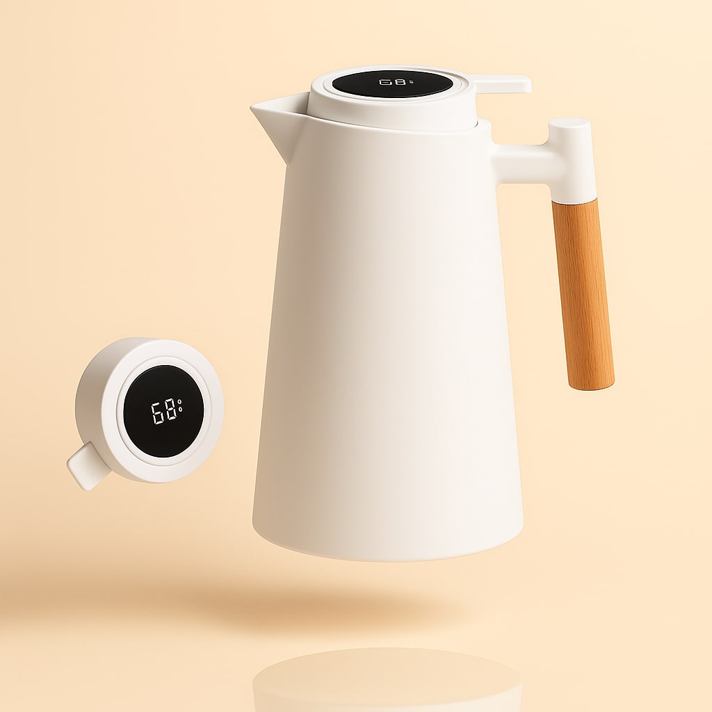 Thermoskanne 1 L mit digitalem Temperaturanzeige Zorenza