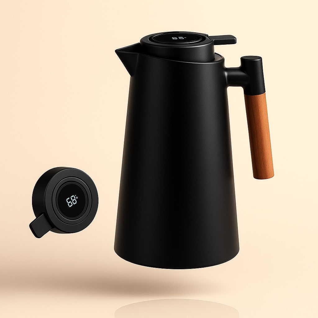 Thermoskanne 1 L mit digitalem Temperaturanzeige Zorenza
