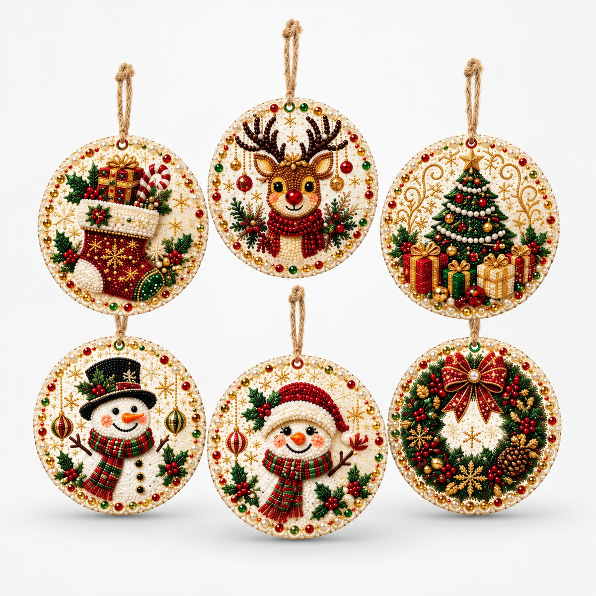 Diamond Painting Weihnachtsanhänger Set 6-teilig -    Zorenza