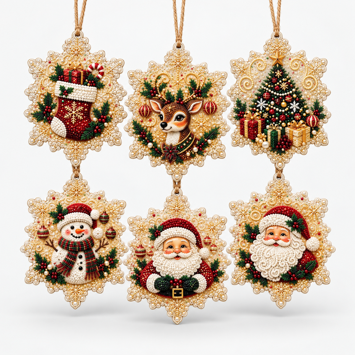 Diamond Painting Weihnachtsanhänger Set 6-teilig -    Zorenza