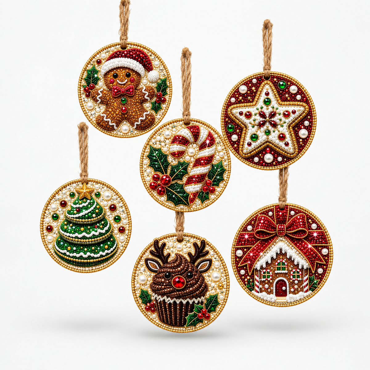 Diamond Painting Weihnachtsanhänger Set 6-teilig -    Zorenza