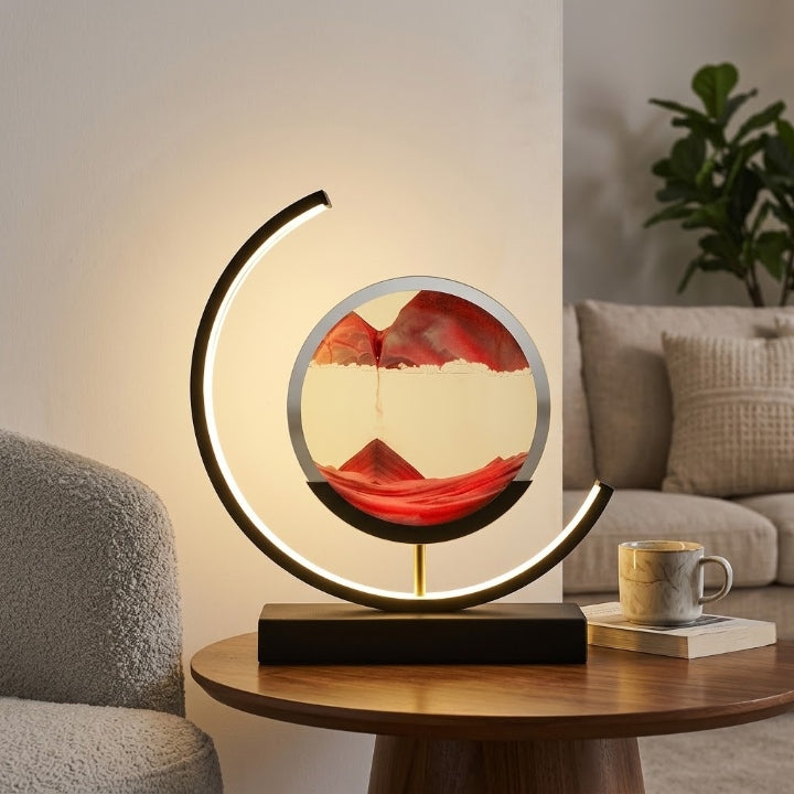 LED-Sandlampe mit drehbarem Sandbild, kabellos, USB-C, 3 Lichtfarben, 27 cm -    Zorenza