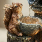 Solar-Tischbrunnen mit Tierfigur (Ente oder Eichhörnchen) & LED-Beleuchtung, 15 cm -    Zorenza