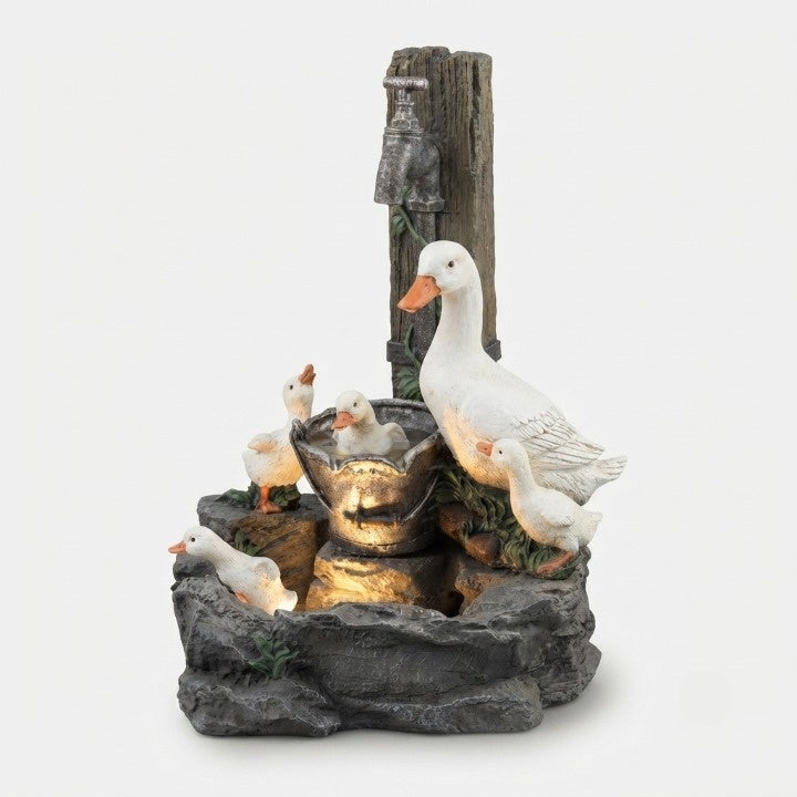 Solar-Tischbrunnen mit Tierfigur & LED-Beleuchtung – kompakt für Garten & Balkon -    Zorenza