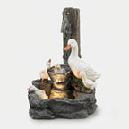 Solar-Tischbrunnen mit Tierfigur (Ente oder Eichhörnchen) & LED-Beleuchtung, 15 cm -    Zorenza