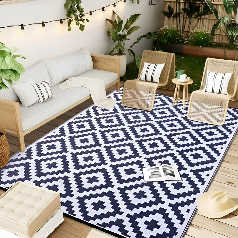 Outdoor-Teppich wendbar mit geometrischem Muster, rutschfest -    Zorenza