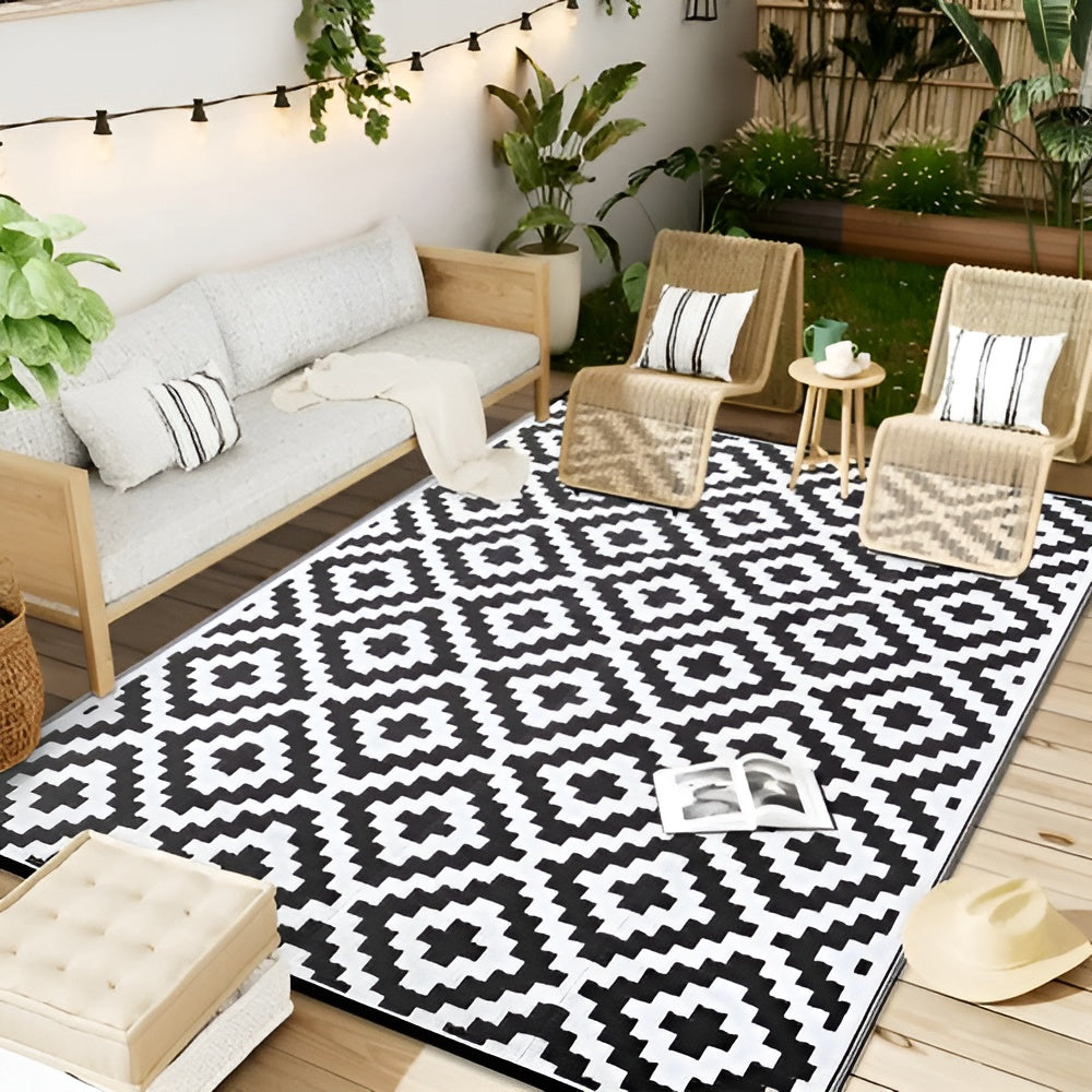 Outdoor-Teppich wendbar mit geometrischem Muster, rutschfest -    Zorenza