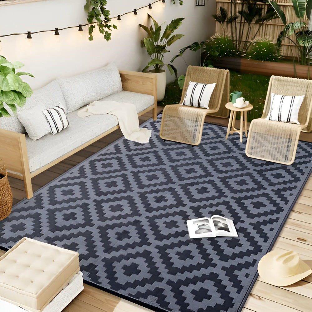 Outdoor-Teppich wendbar mit geometrischem Muster, rutschfest -    Zorenza