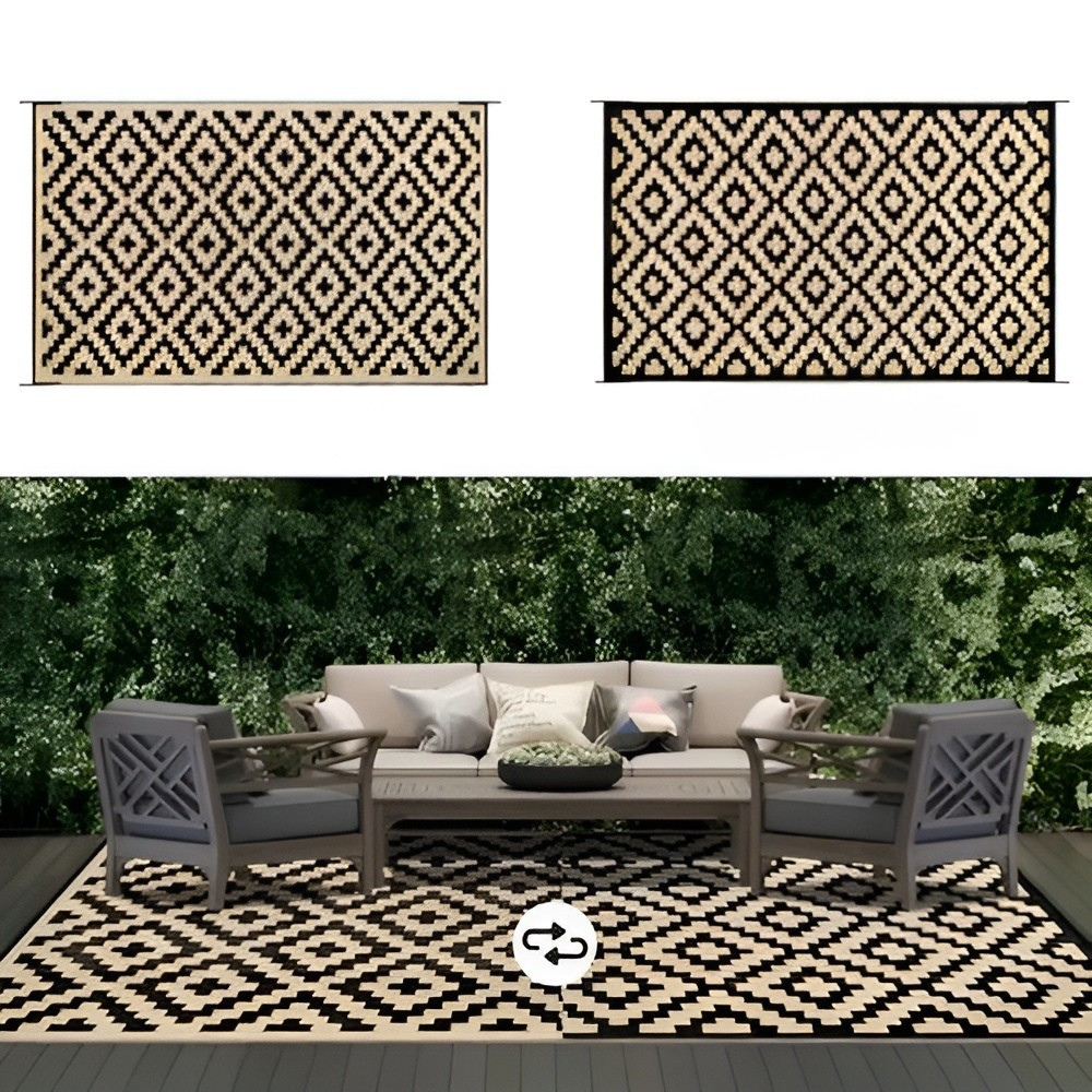 Outdoor-Teppich wendbar mit geometrischem Muster, rutschfest -    Zorenza