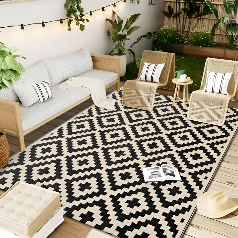 Outdoor-Teppich wendbar mit geometrischem Muster, rutschfest -    Zorenza